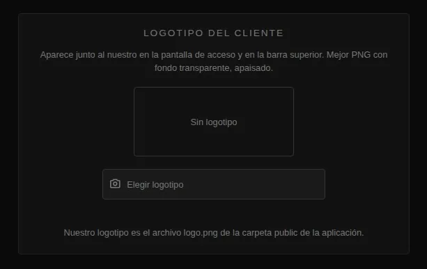 Pantalla de logotipo del cliente