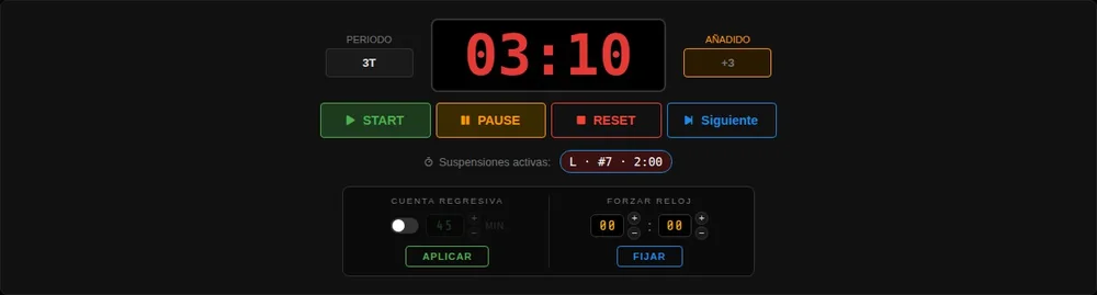 Reloj con cuenta atrás y forzar reloj