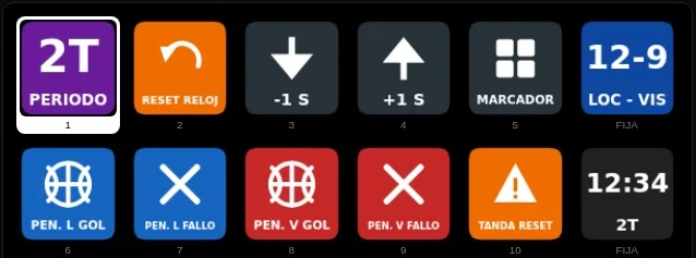 Teclado de fútbol sala, página Extras